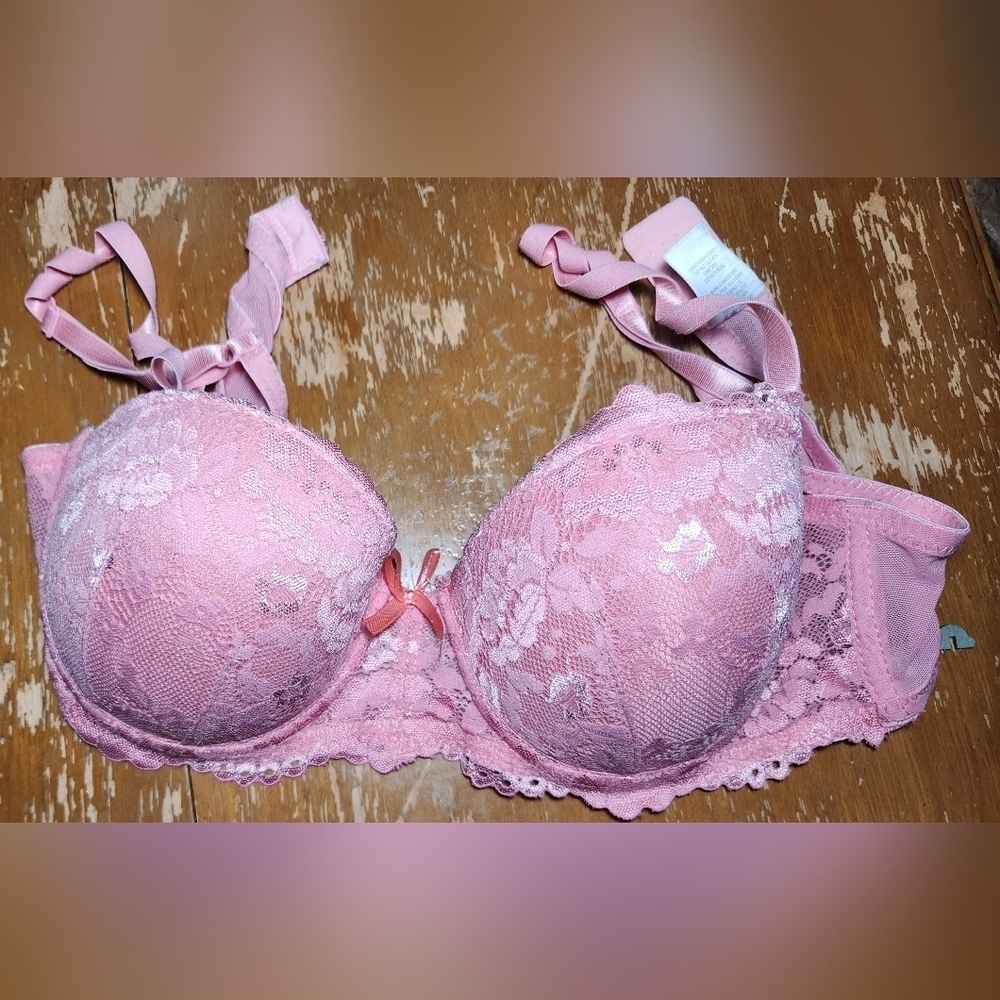 Jessica Simpson Underwire Push Up Lace Pink Bra Sz 36B NWOT RN 71222